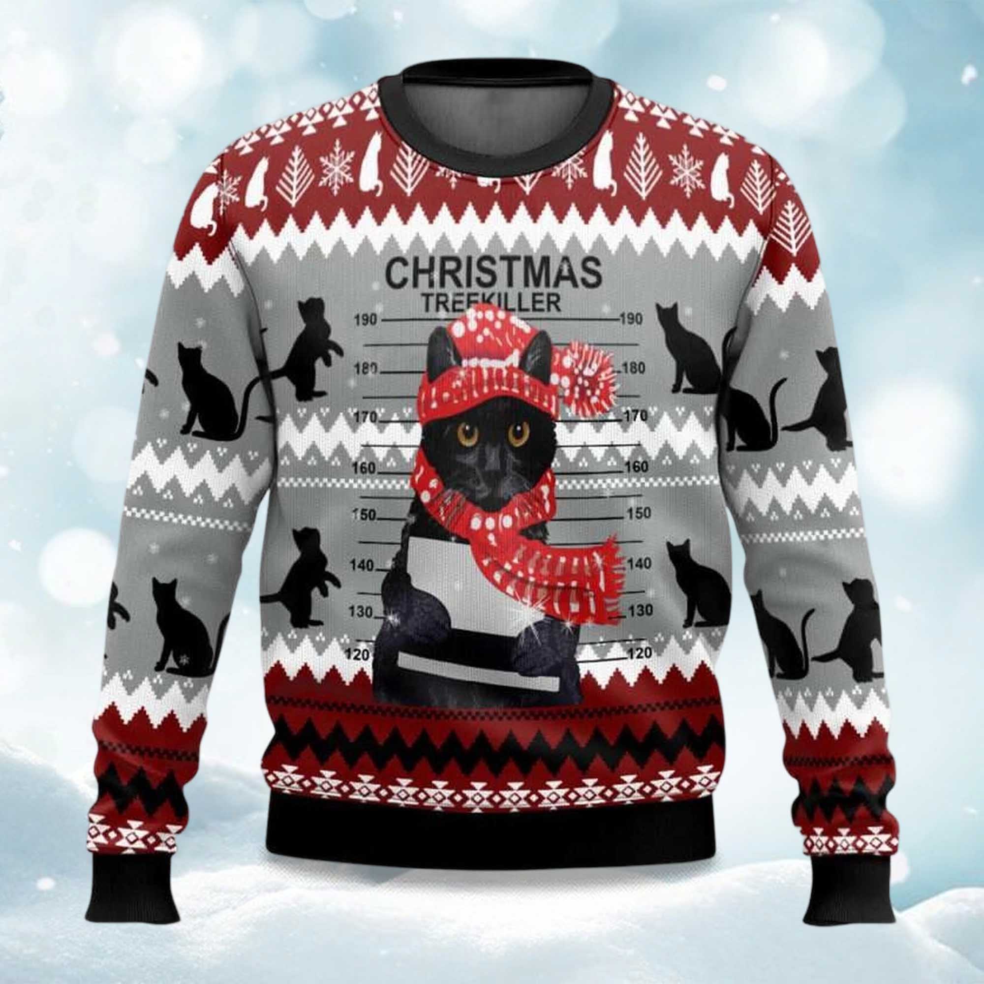 2025 Black Cat Christmas Trekiller Ugly Christmas Sweater
