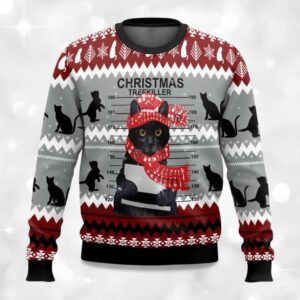 Alternative view of 2025 Black Cat Christmas Trekiller Ugly Christmas Sweater