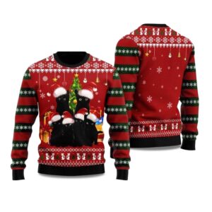 2025 Black Cat Family Ugly Christmas Sweater