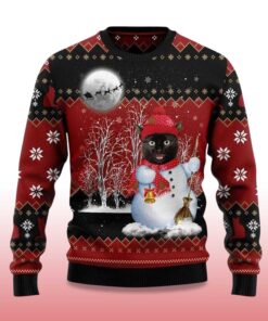Alternative view of 2025 Black Cat Santa Snowman Ugly Christmas Sweater
