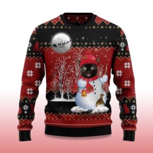 Alternative view of 2025 Black Cat Santa Snowman Ugly Christmas Sweater
