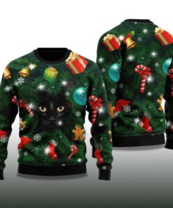 Alternative view of 2025 Black Cat Ugly Christmas Sweater