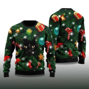 Alternative view of 2025 Black Cat Ugly Christmas Sweater