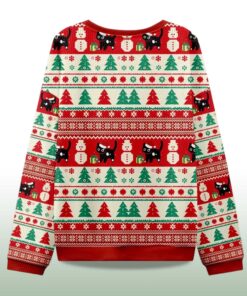 Alternative view of 2025 Black Cats Destroying Christmas Tree Christmas Ugly Sweater