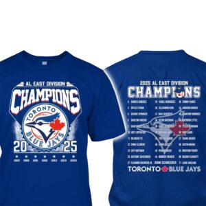 2025 Blue Jays AL East Division Champions Two-Sided Shirt