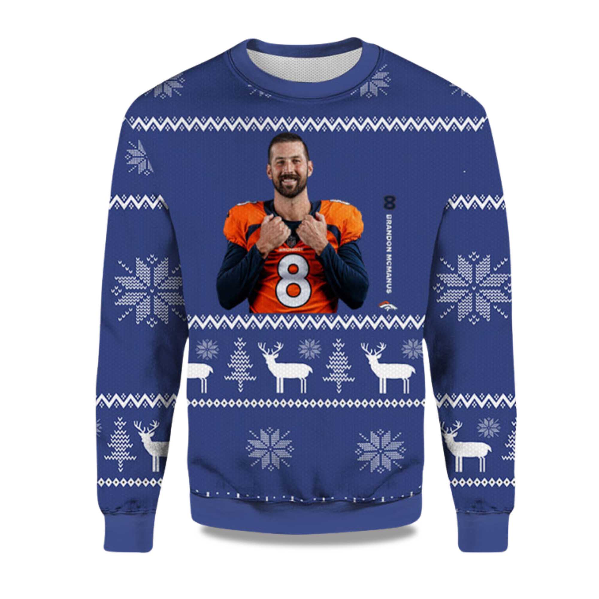 2025 Brandon McManus Player Of The Week Denver Broncos Ugly Sweater