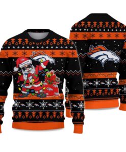 2025 Broncos Santa Claus Ugly Christmas Sweater