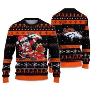 2025 Broncos Santa Claus Ugly Christmas Sweater