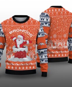 2025 Broncos Santa Ugly Christmas Sweater  