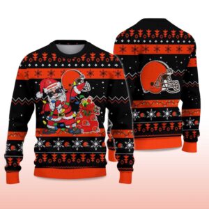 Alternative view of 2025 Browns Santa Claus Ugly Christmas Sweater