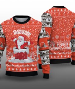 2025 Browns Santa Ugly Christmas Sweater  