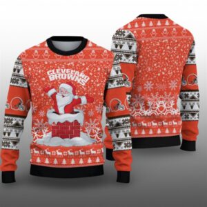 2025 Browns Santa Ugly Christmas Sweater - Grishko.com