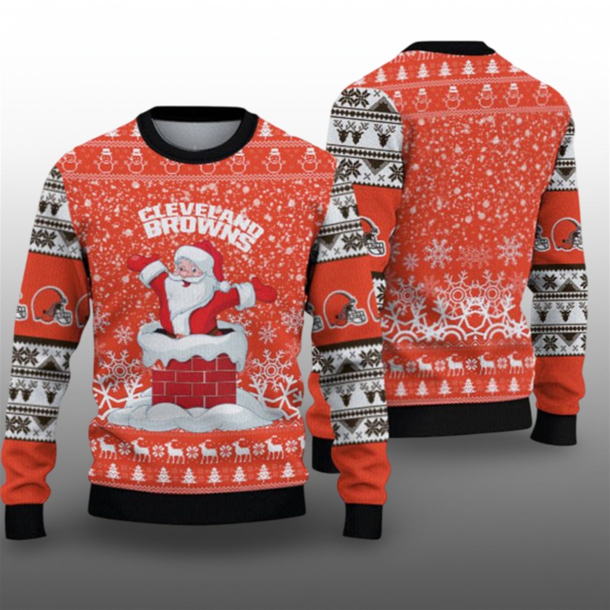 2025 Browns Santa Ugly Christmas Sweater - Grishko.com