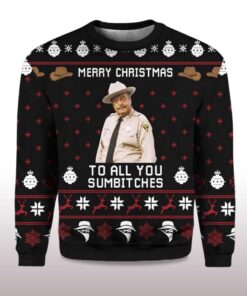 Alternative view of 2025 Buford T Justice Merry Christmas To All You Sumbitches Ugly Christmas Sweater