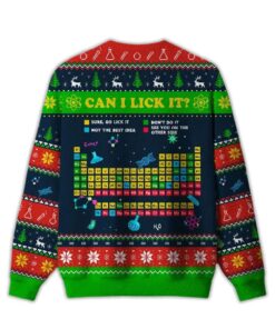 Alternative view of 2025 Can I Lick It Periodic Table Ugly Christmas Sweater