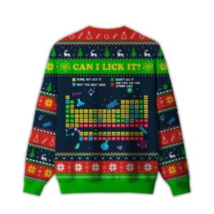 Alternative view of 2025 Can I Lick It Periodic Table Ugly Christmas Sweater