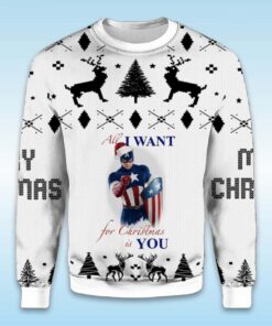 Alternative view of 2025 Captain America All I Want For Christmas Is You Ugly Christmas Sweater
