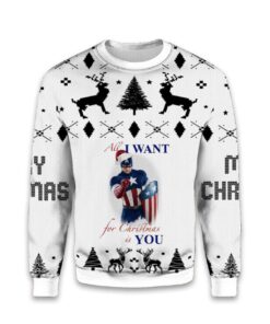 2025 Captain America All I Want For Christmas Is You Ugly Christmas Sweater