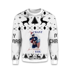 2025 Captain America All I Want For Christmas Is You Ugly Christmas Sweater
