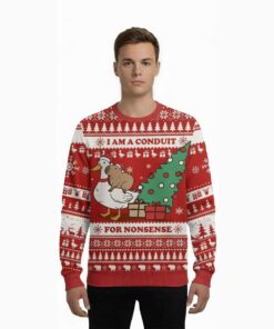 Alternative view of 2025 Capy I Am A Conduit For Nonsense Ugly Christmas Sweater
