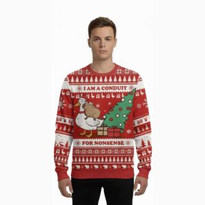 Alternative view of 2025 Capy I Am A Conduit For Nonsense Ugly Christmas Sweater