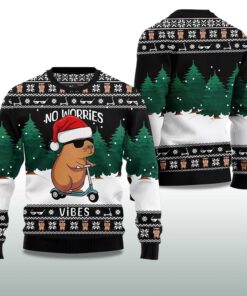 Alternative view of 2025 Capybara No Worries Vibes Ugly Christmas Sweater