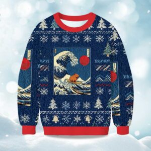 2025 Capybara Surfing Christmas Ugly Sweater