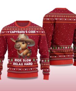 Alternative view of 2025 Capybara's Code Ride Slow Relax Hard Ugly Christmas Sweater