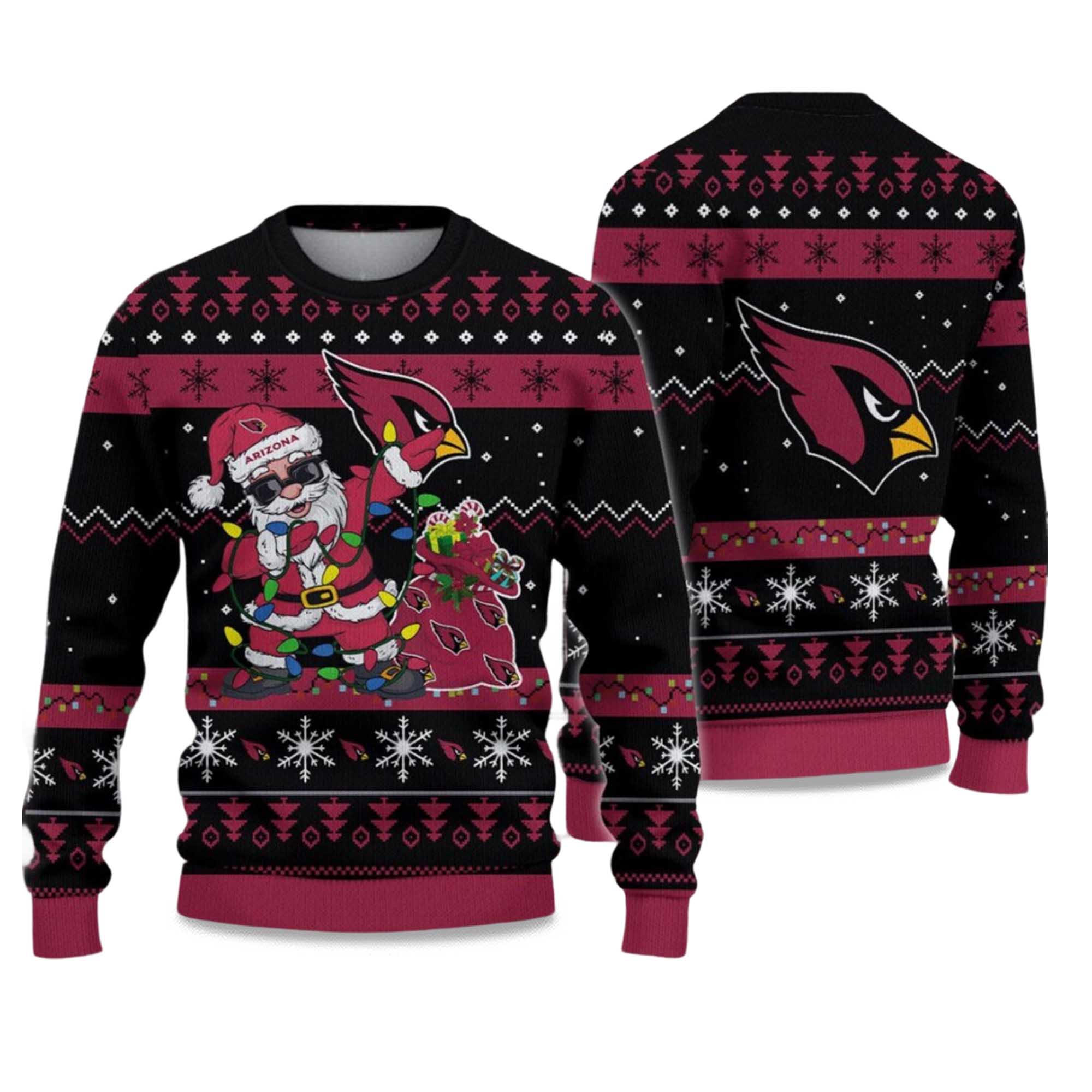 2025 Cardinals Santa Claus Ugly Christmas Sweater
