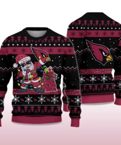 Alternative view of 2025 Cardinals Santa Claus Ugly Christmas Sweater