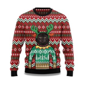 2025 Cat Reindeer  Ugly Christmas Sweater