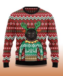 Alternative view of 2025 Cat Reindeer  Ugly Christmas Sweater