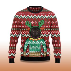 Alternative view of 2025 Cat Reindeer  Ugly Christmas Sweater