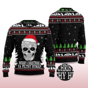 Alternative view of 2025 Cat Skull Santa Ugly Christmas Sweater