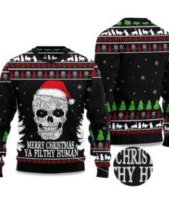 2025 Cat Skull Santa Ugly Christmas Sweater