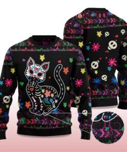 Alternative view of 2025 Cat Sugar Skull Ugly Christmas Sweater