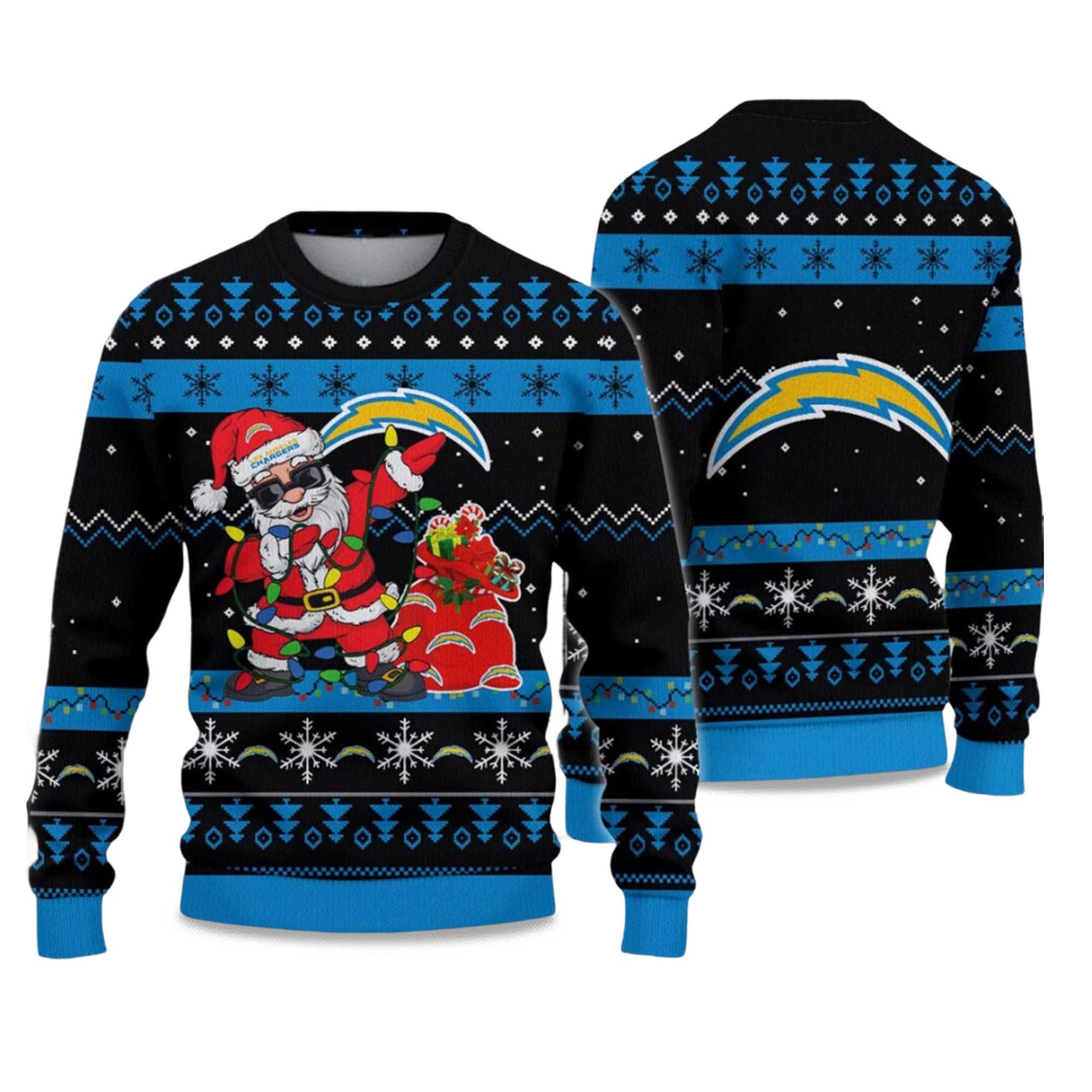 2025 Chargers Santa Claus Ugly Christmas Sweater