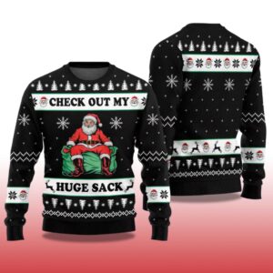 Alternative view of 2025 Check Out My Huge Sack Santa Humor Ugly Christmas Sweater