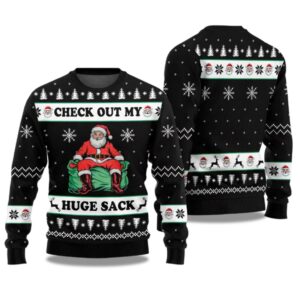 2025 Check Out My Huge Sack Santa Humor Ugly Christmas Sweater