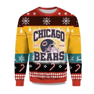 2025 Chicago Bears EST 1920 Ugly Christmas Sweater