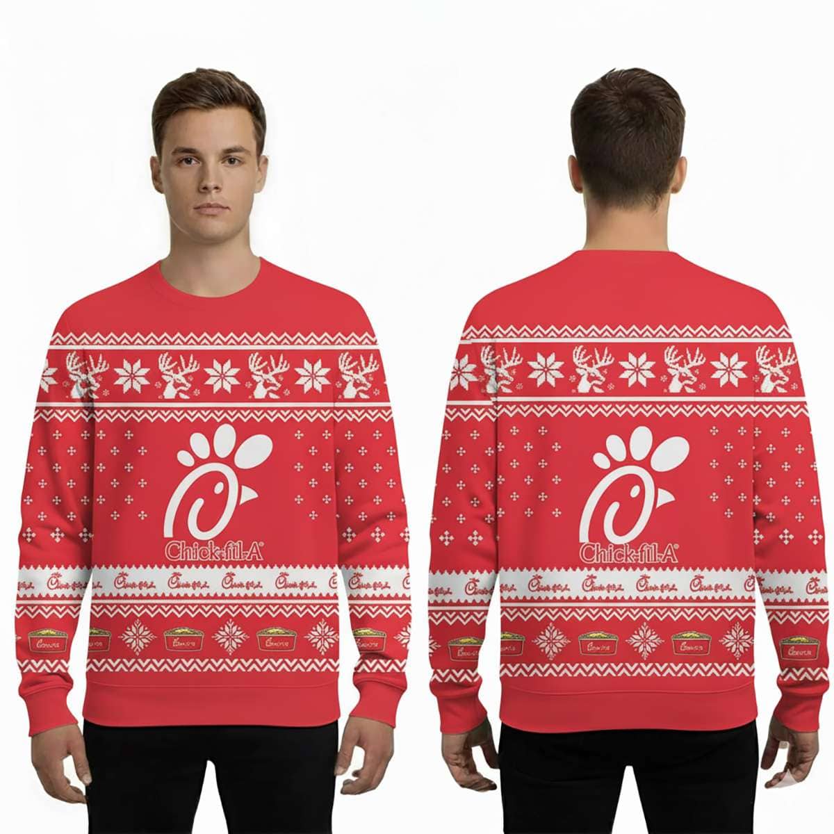 2025 Chick-Fil-A Restaurant Ugly Christmas Sweater