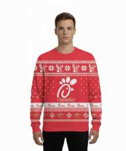 Alternative view of 2025 Chick-Fil-A Restaurant Ugly Christmas Sweater