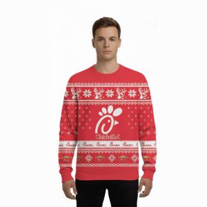 Alternative view of 2025 Chick-Fil-A Restaurant Ugly Christmas Sweater