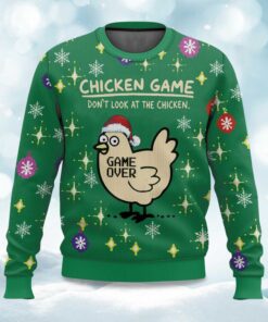 2025 Chicken Game Don't Look At The Chicken Ugly Christmas Sweater