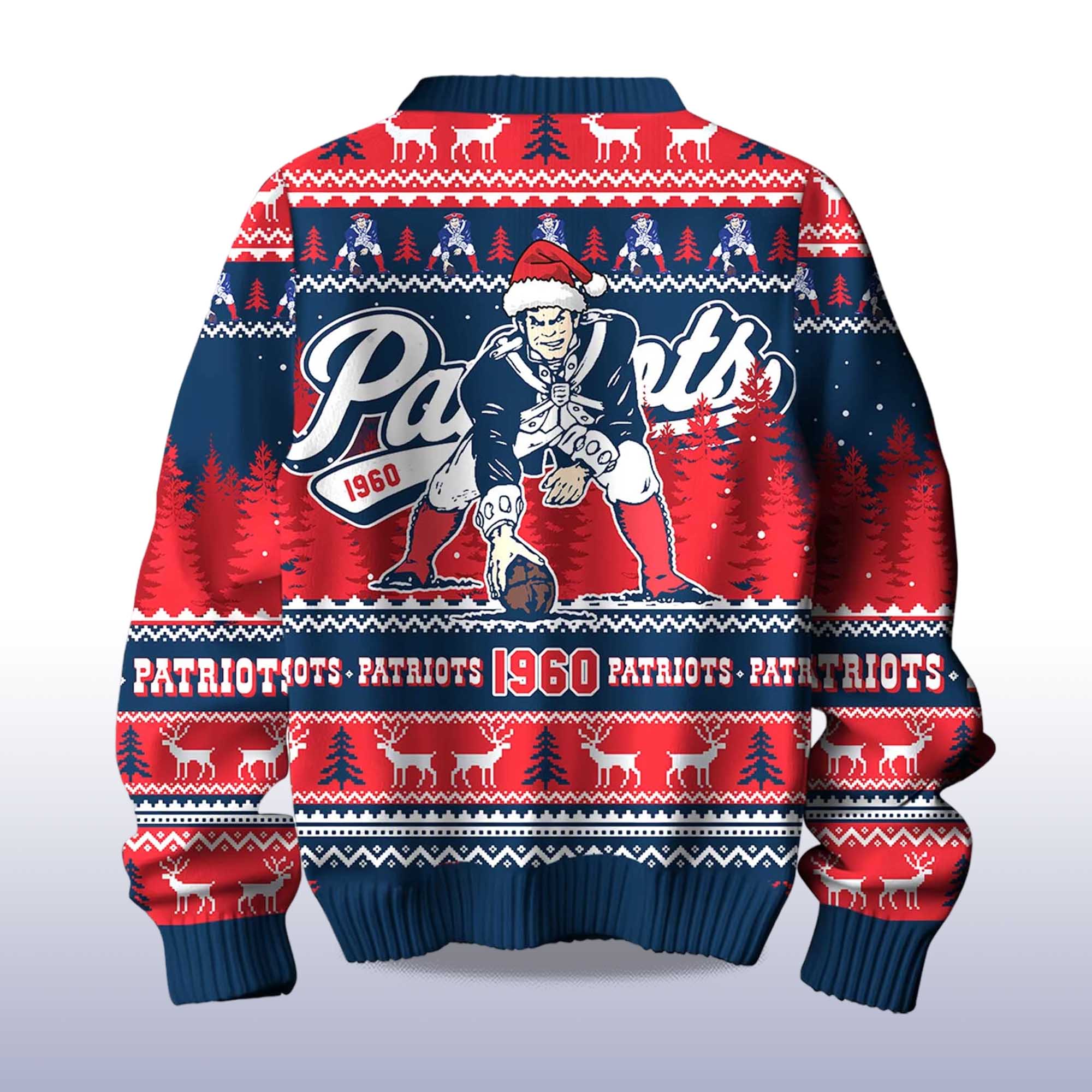 2025 Chirstmas Patriots Vintage 1960 Ugly Sweater - Image 3