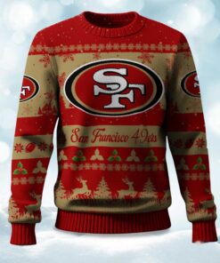 2025 Christmas 49ers Festive Reindeer & Tree Ugly Sweater
