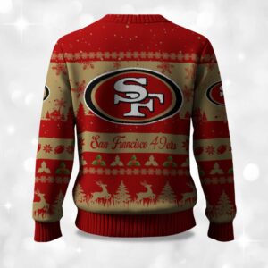 Alternative view of 2025 Christmas 49ers Festive Reindeer & Tree Ugly Sweater