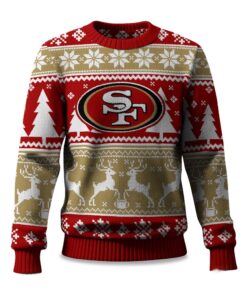 2025 Christmas 49ers Reindeer Football Ugly Sweater