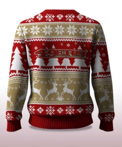 Alternative view of 2025 Christmas 49ers Reindeer Football Ugly Sweater