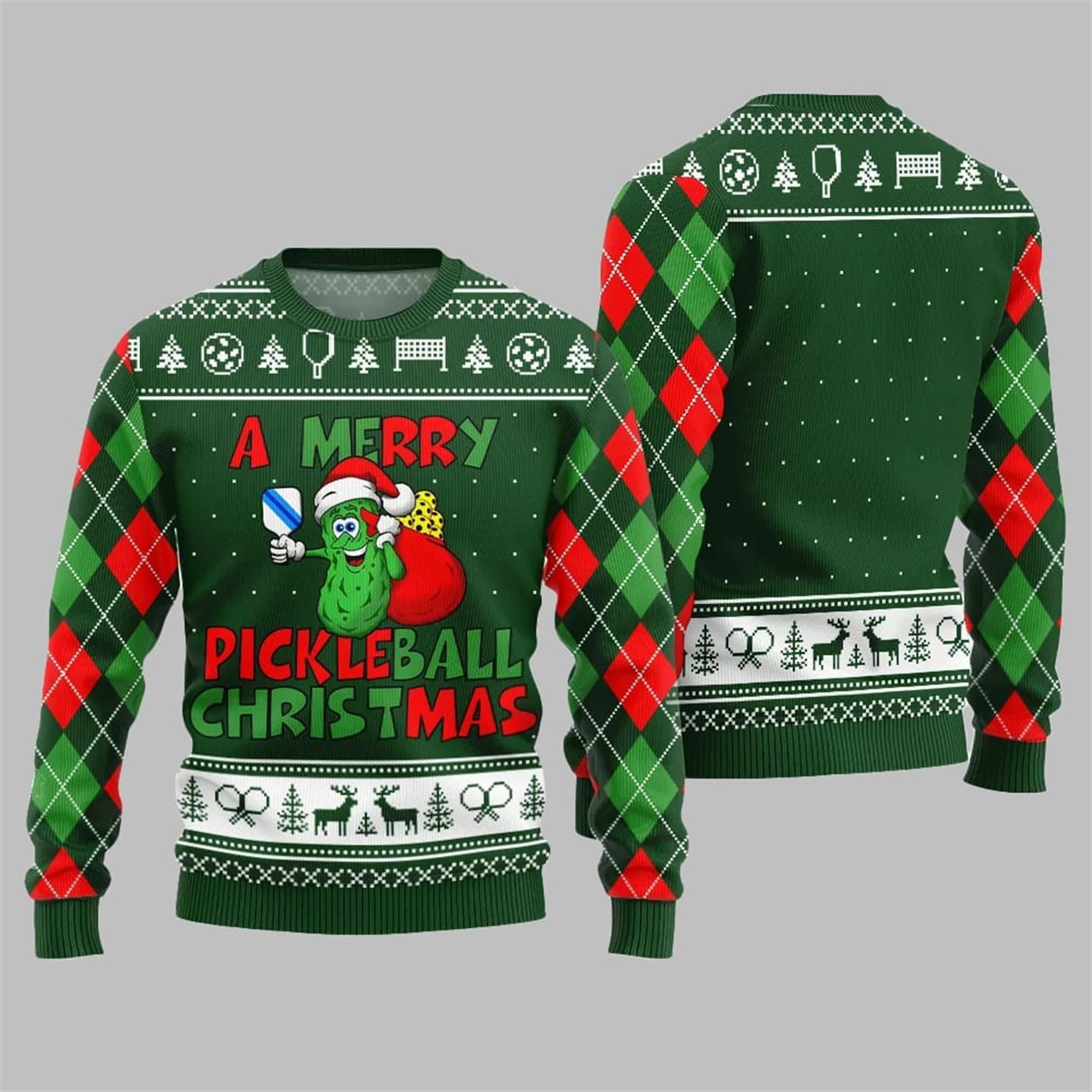 2025 Christmas A Merry Pickleball Christmas Ugly Sweater - Grishko.com